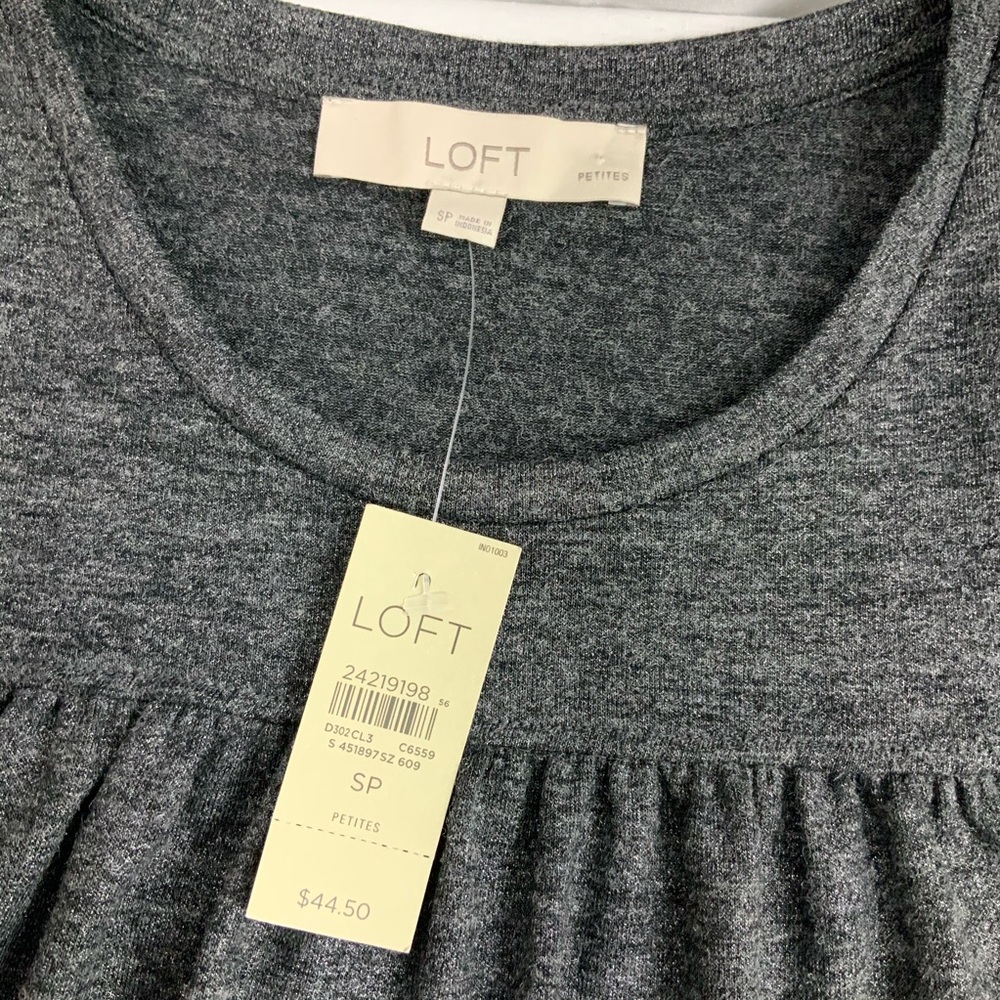 LOFT Gray Cold Shoulder Top Size S - Picture 4 of 5